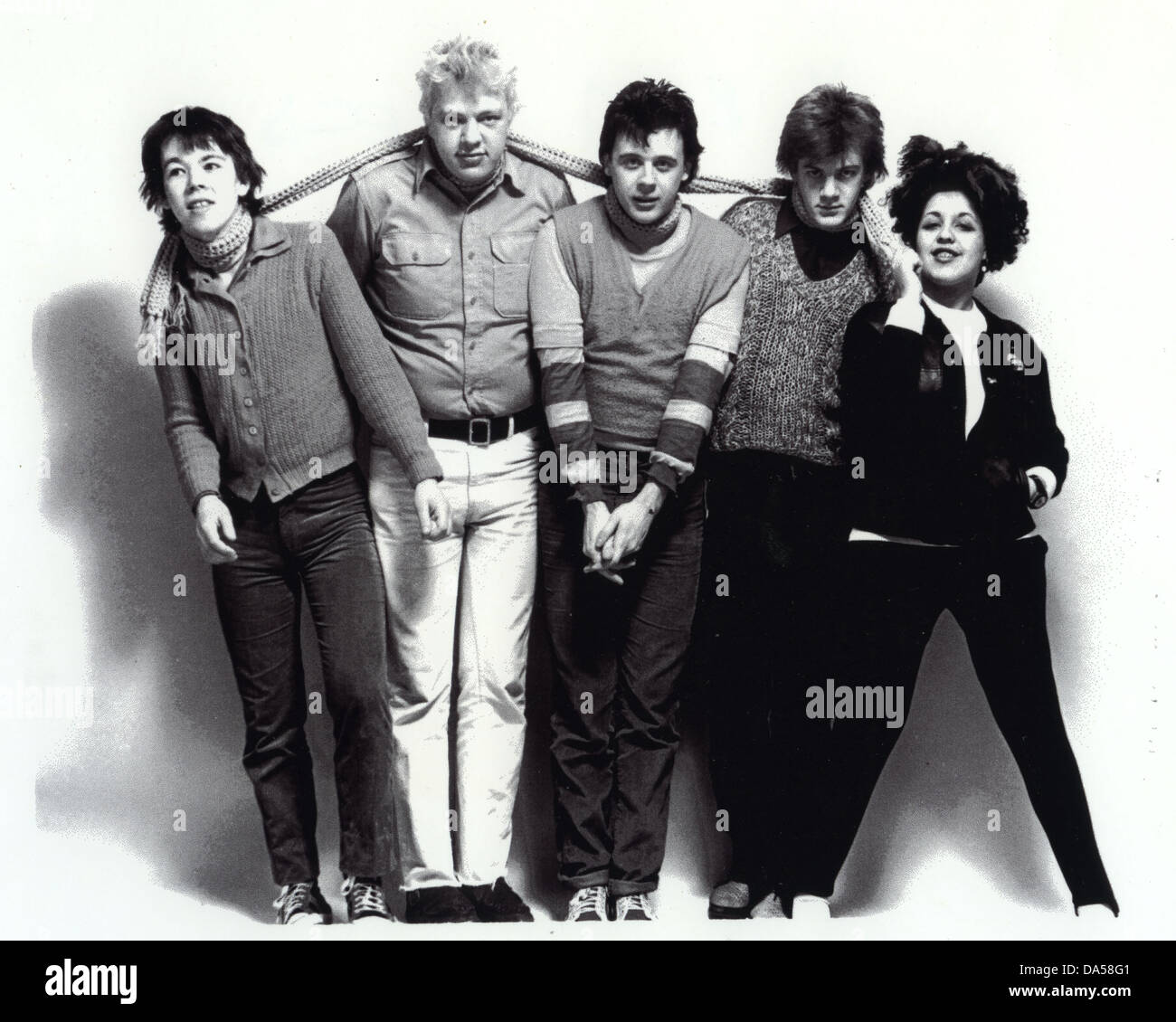 X-RAY SPEX Promotional photo of English punk group with Poly Styrene at right Stock Photo