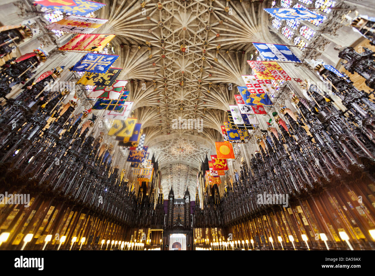England, Berkshire, Windsor, Windsor Castle, St George's Chapel, The Quire Ceiling Stock Photo