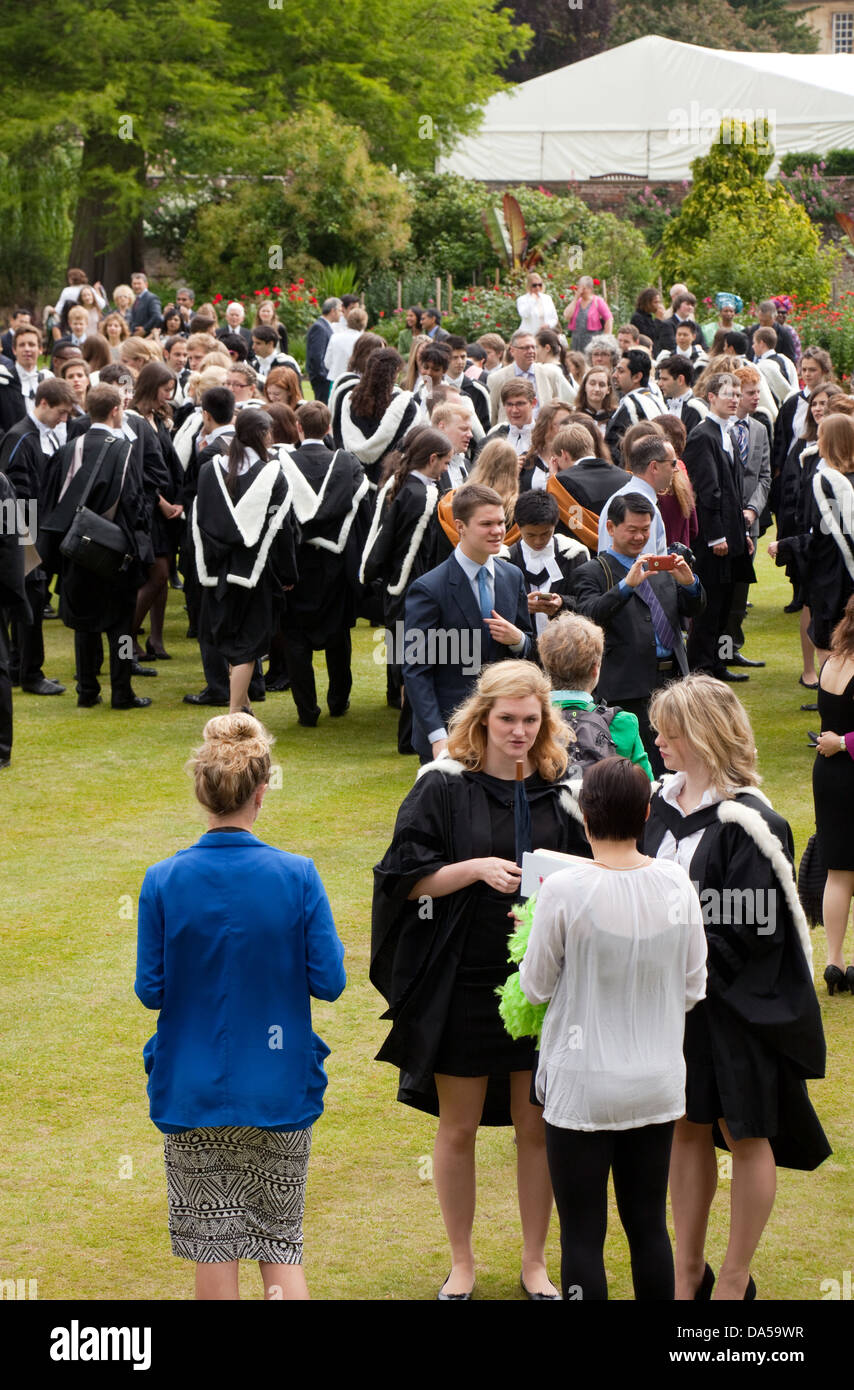 Cambridge University, graduates on graduation day with their families,  Clare College, Cambridge UK Stock Photo - Alamy