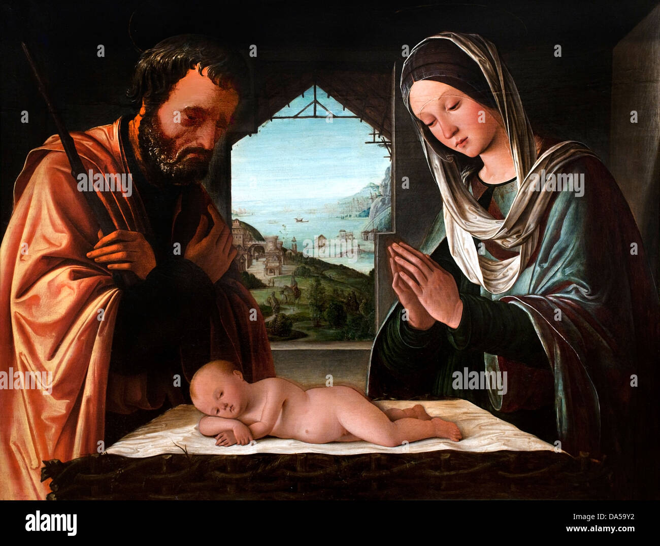 The Nativity 1490 Lorenzo Costa 1460-1535 Italy Italian Stock Photo