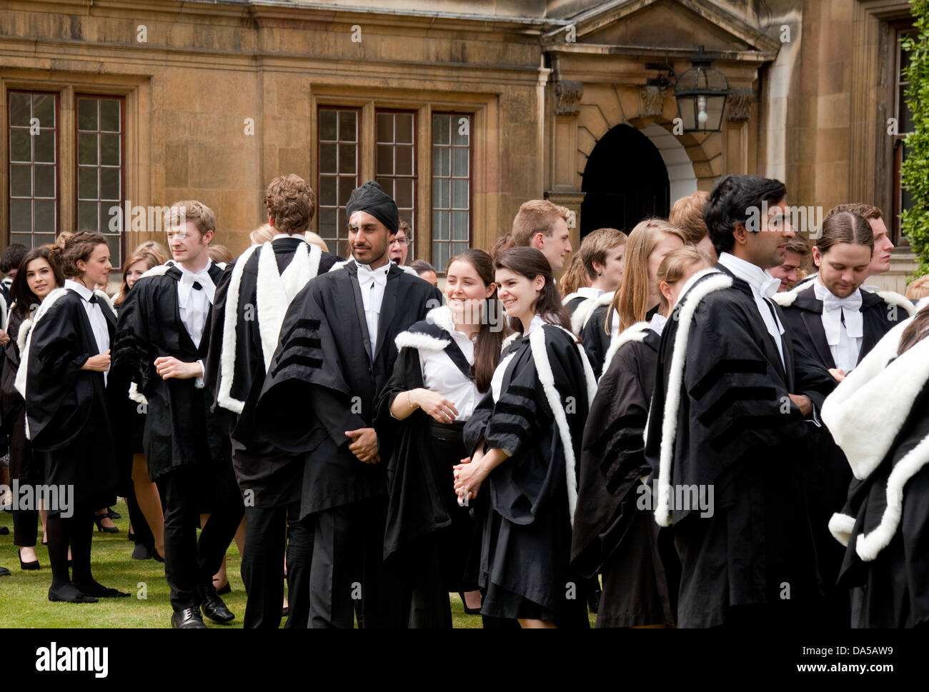 Graduation day - Multicultural Graduates graduating, Clare College, Cambridge University, England UK Stock Photo