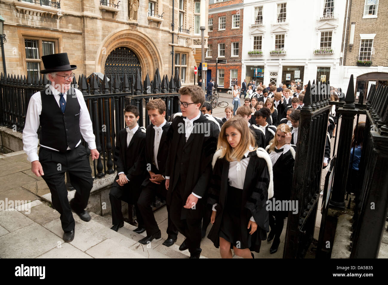 Graduation day ceremony - Graduates graduating, entering the Senate House, Cambridge University, England UK Stock Photo