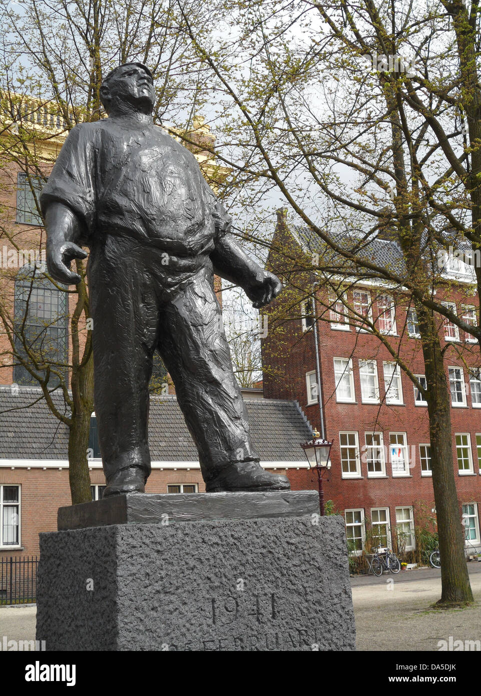 The Dokwerker Momument in Amsterdam, a sculpture from artist Mari Andriessen remembers the February Strike of the dockers 1941 against the deportation of their jewish fellow citizens. Stock Photo