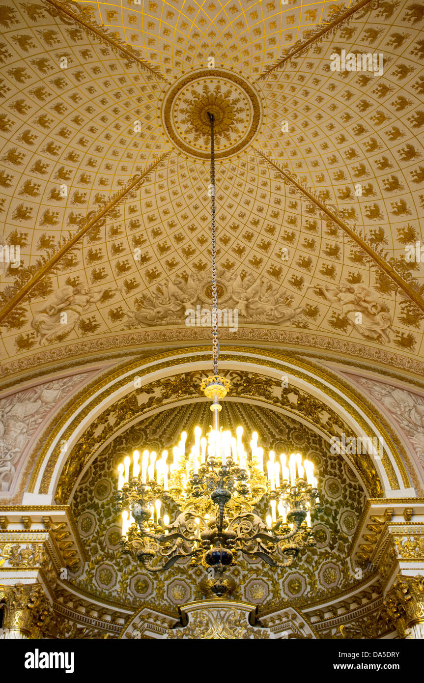 Ornate candle chandelier hanging in State Hermitage Museum, one of