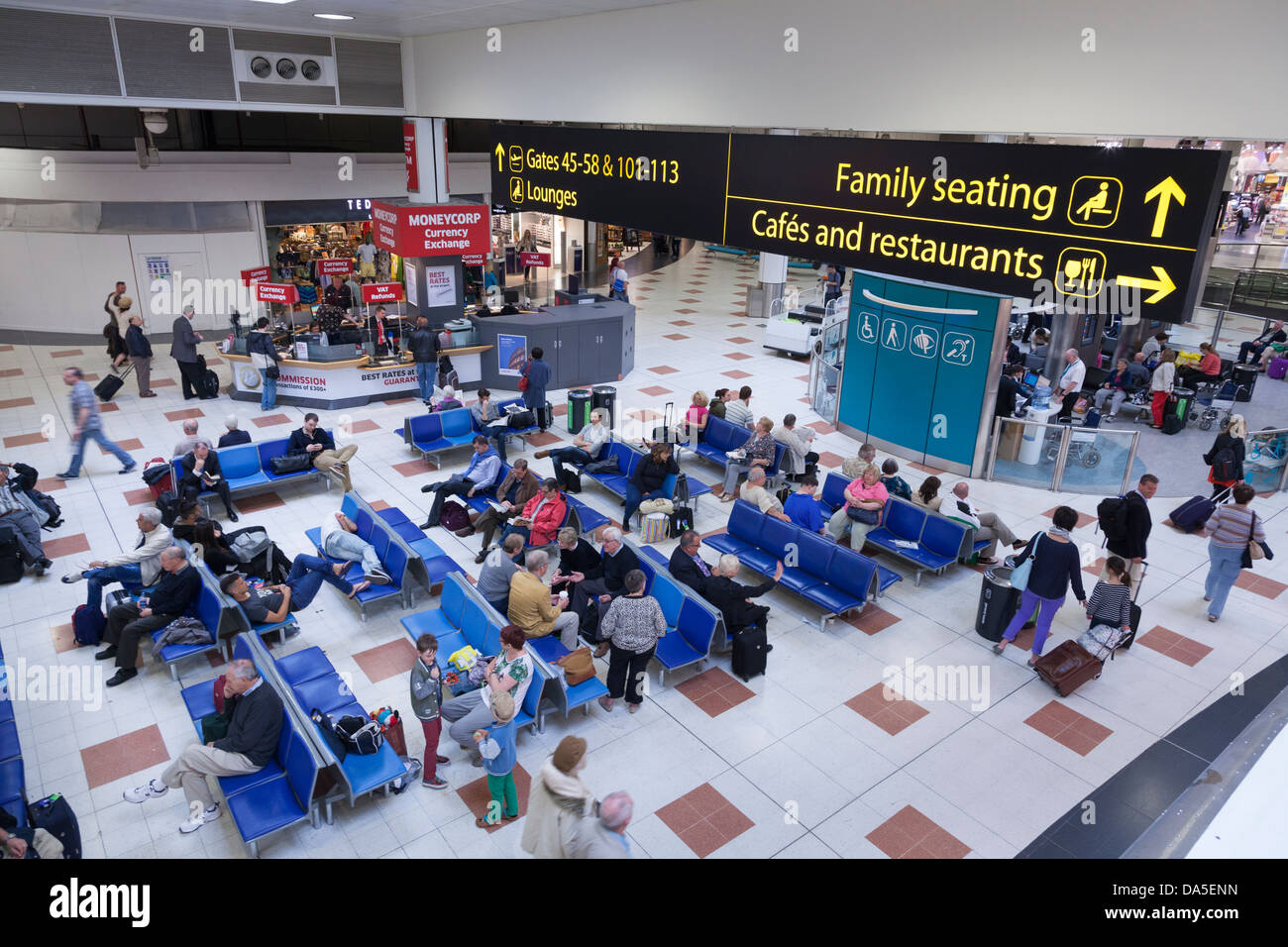 Gatwick airport departure lounge and direction signs Stock Photo - Alamy