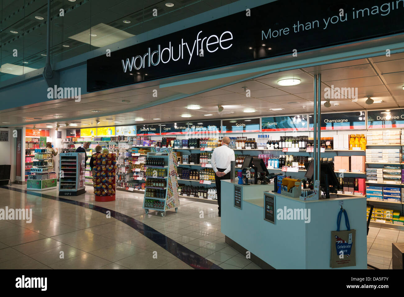 World duty free shop at airport. Stock Photo