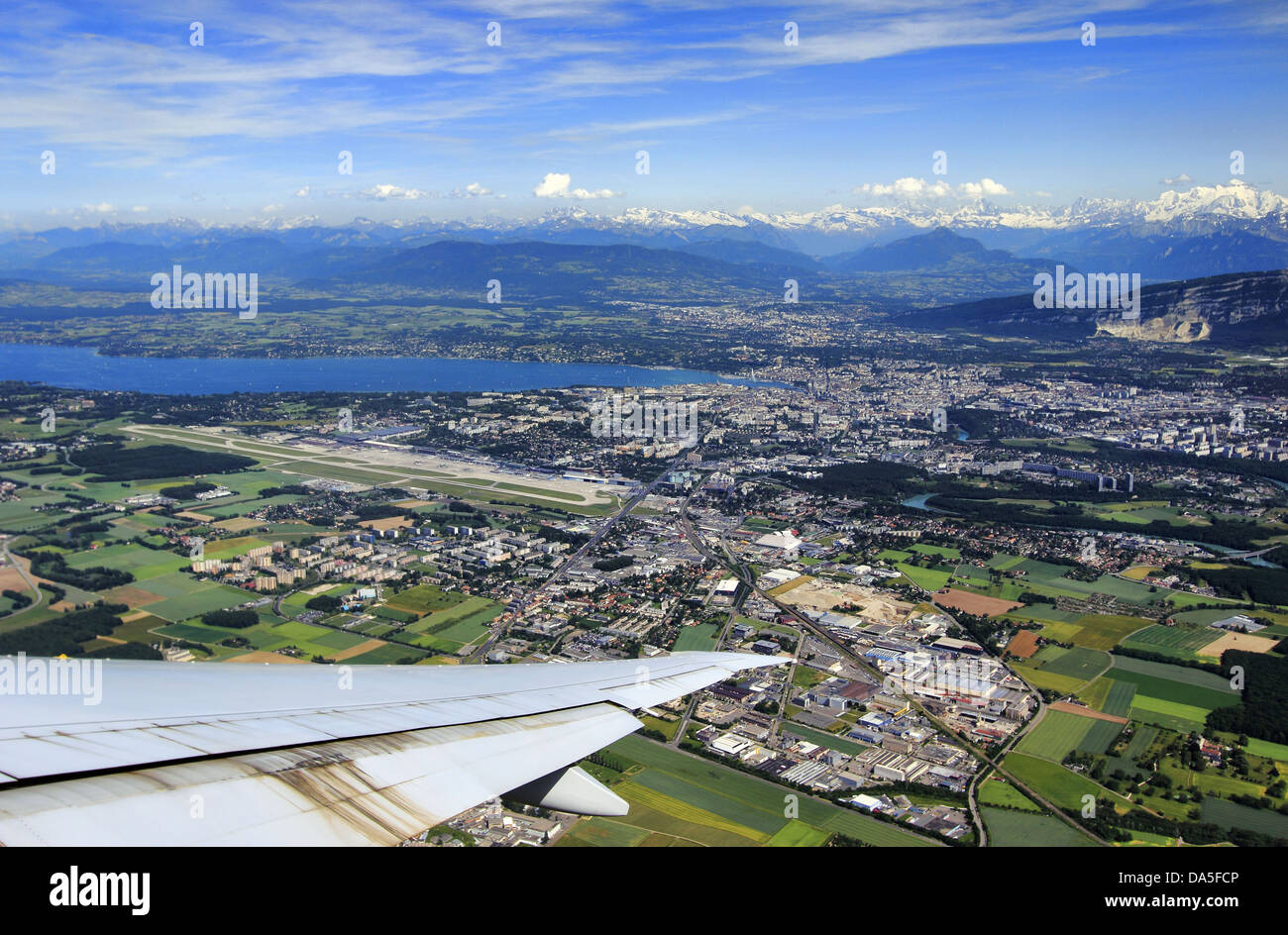 Aerial view of Geneva airport Stock Photo