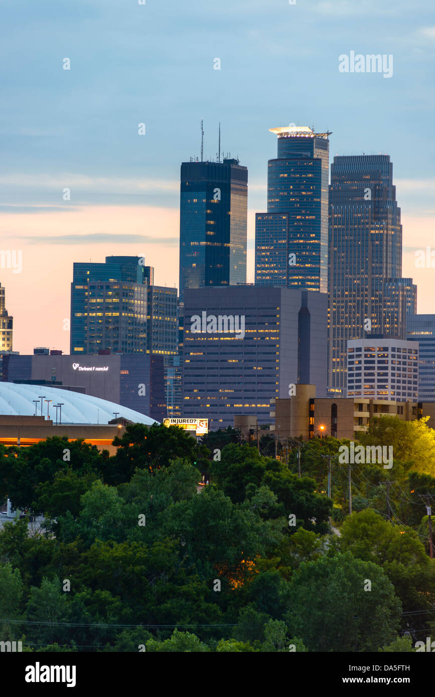 Minneapolis skyline at dusk. Stock Photo