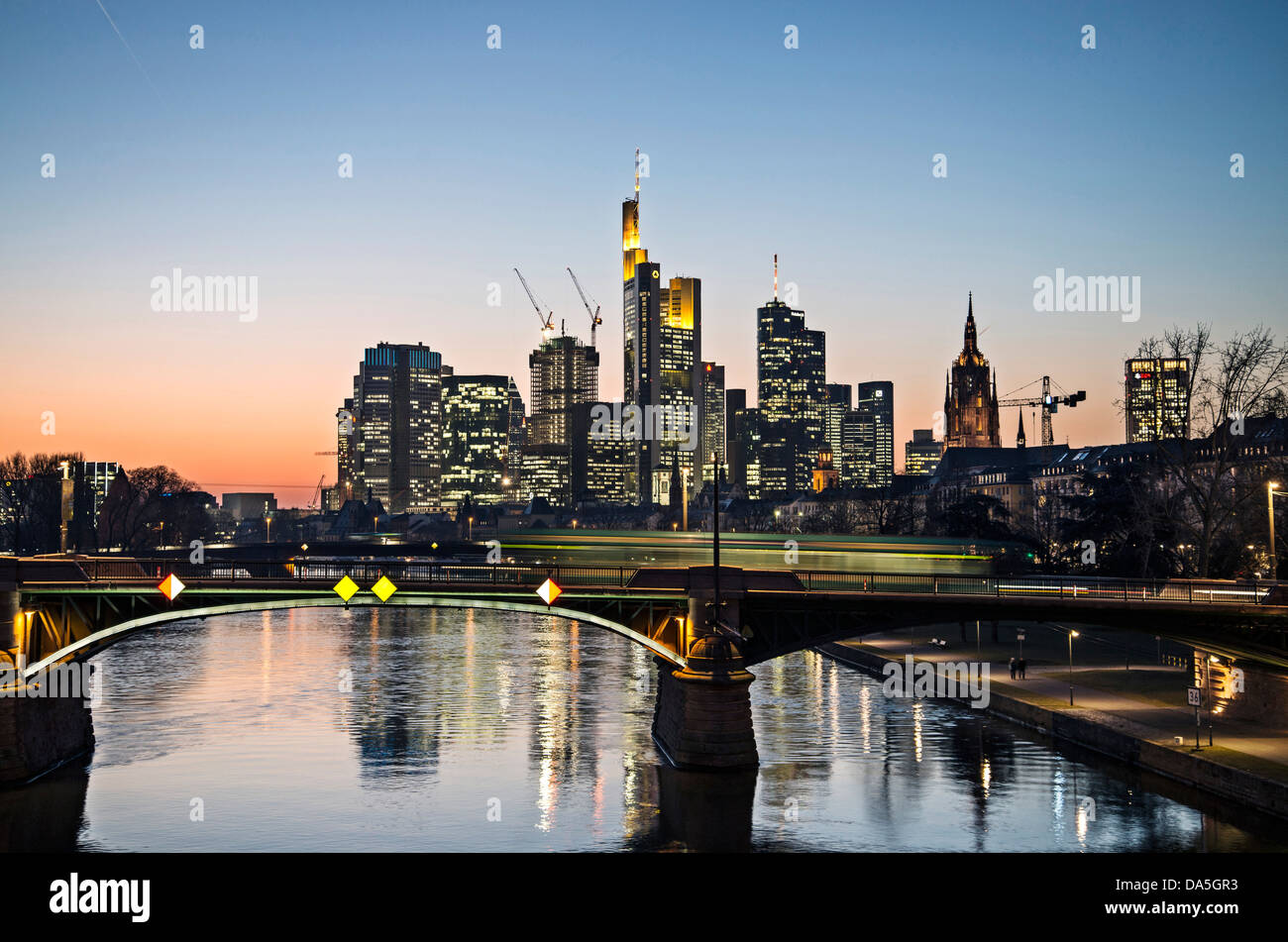 Frankfurt skyline at night Stock Photo - Alamy