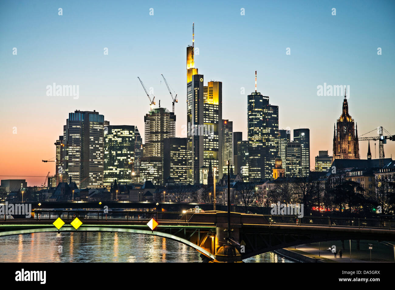 Frankfurt skyline at night Stock Photo - Alamy
