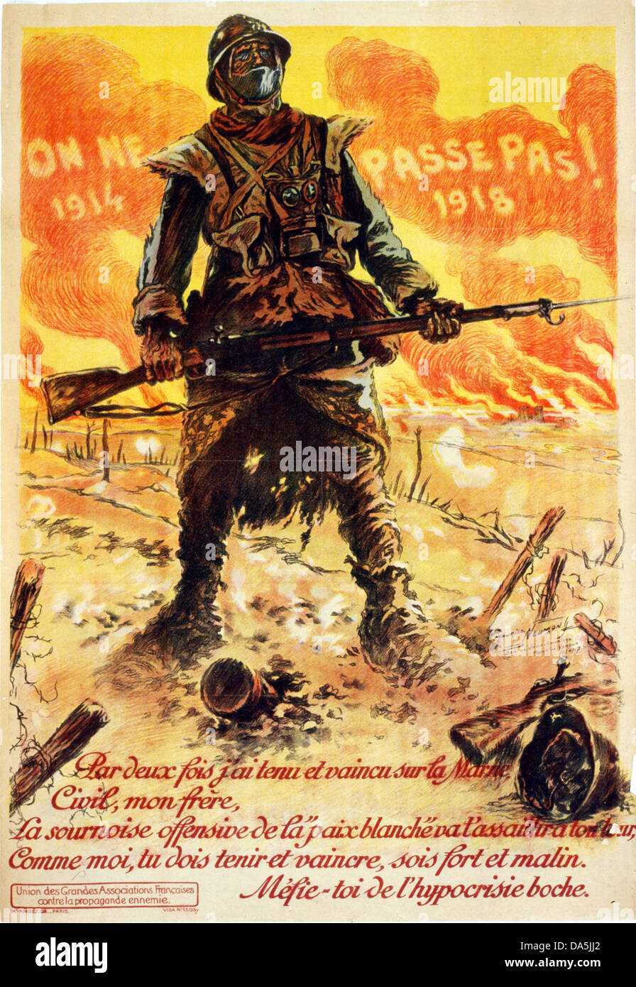 First World War, WWI, World War I, world war, war, Europe, propaganda, poster, France, French, propaganda poster, soldier, milit Stock Photo