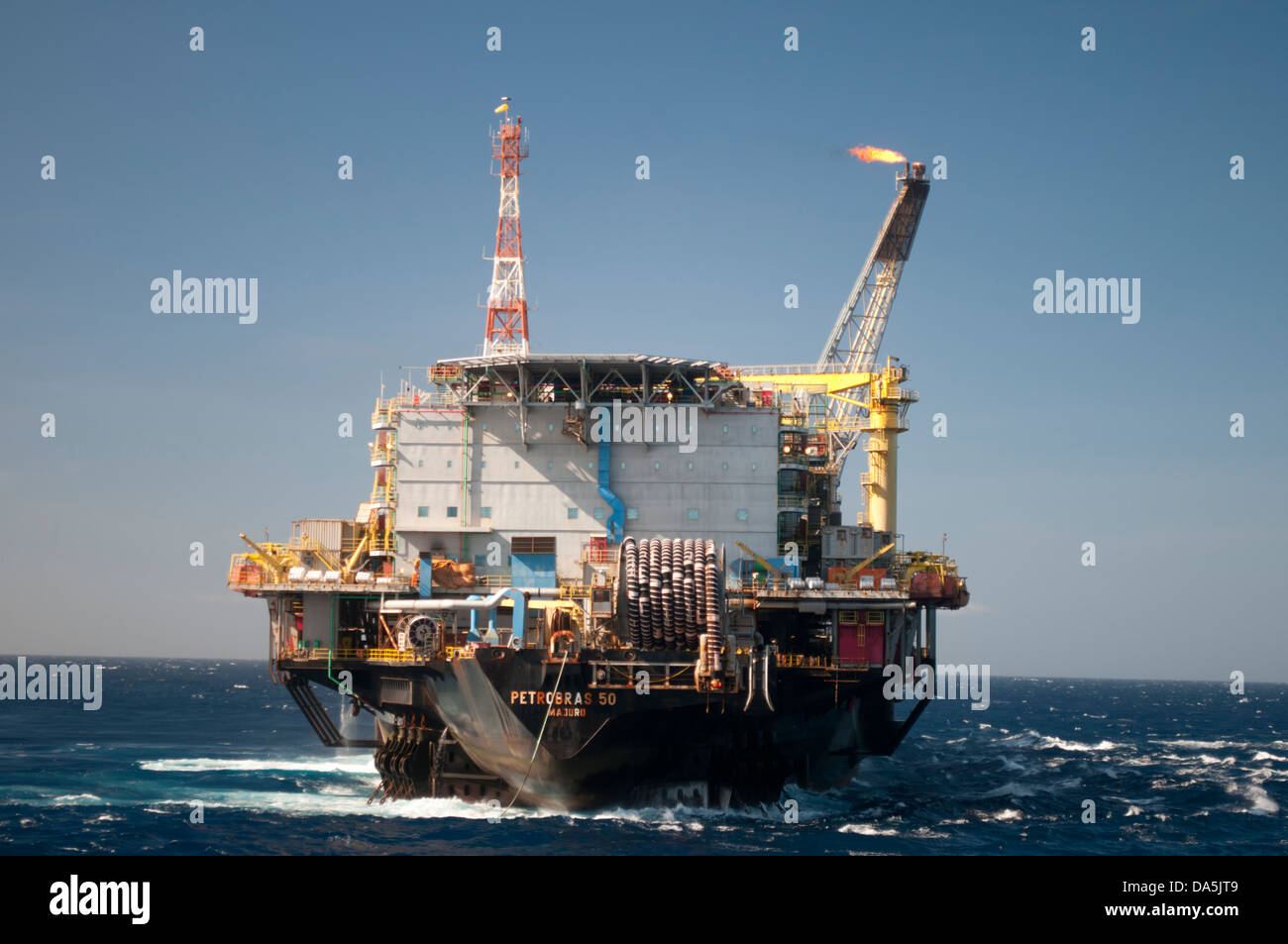 stern view of the FPSO 50, from Petrobras, at Campos basin, offshore, Rio de Janeiro, Brazil Stock Photo