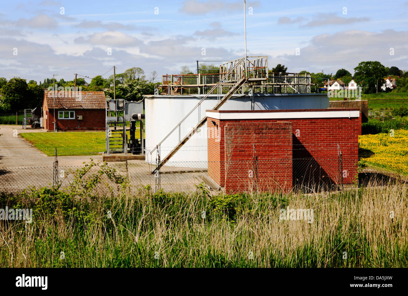 A view of the sewage works in the village of Cantley, Norfolk, England