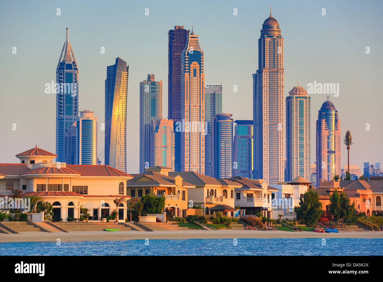 United Arab Emirates, UAE, Dubai, City, Dubai Marina, architecture, beach, buildings, futuristic, marina, modern, new, skyscrape Stock Photo