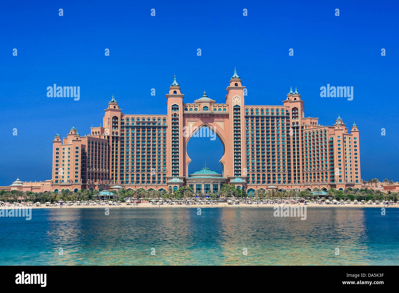 United Arab Emirates, UAE, Dubai, City, Jumeirah, Palm Jumeirah, Atlantis, Building, arch, Atlantis, beach, famous, hotel, palm, Stock Photo