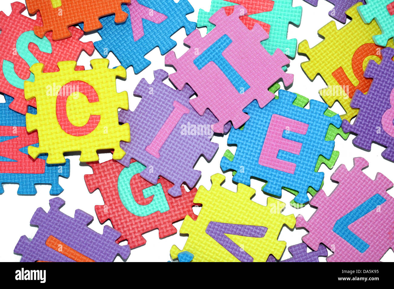 Background from letter puzzle, isolated on white background Stock Photo