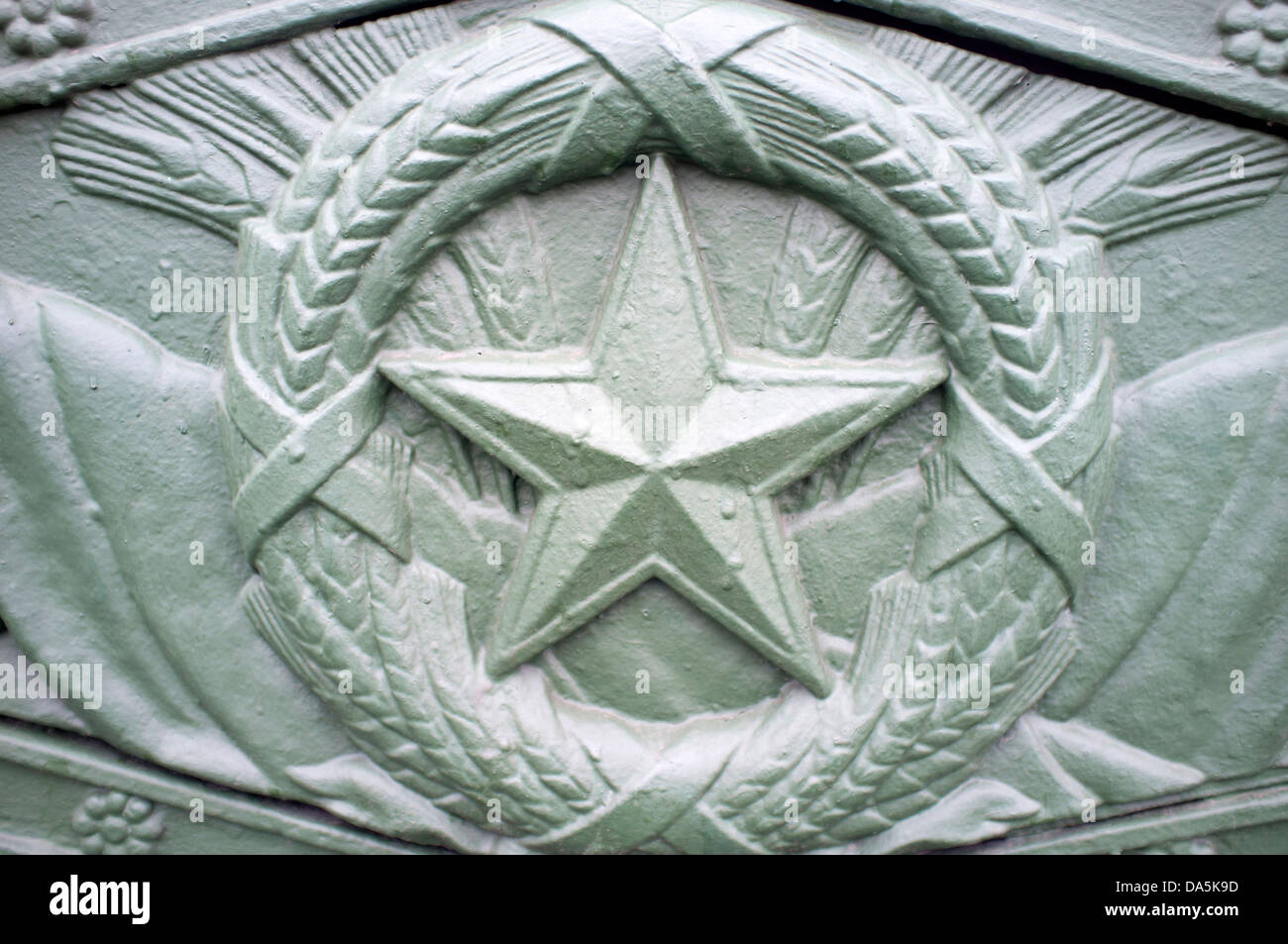 Star details carved in stone on a bridge balustrade. Stock Photo
