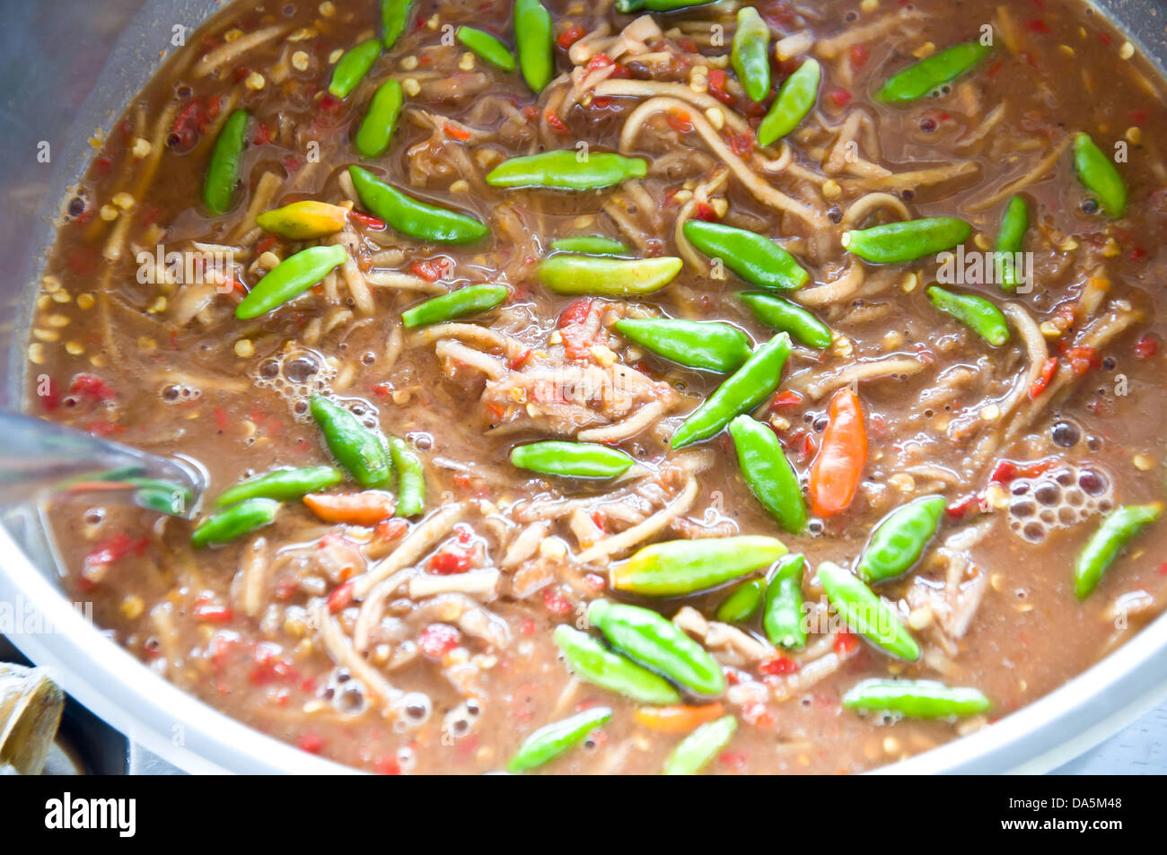 Thai food call NAMPRIK spicy food in Thailand eat with vegetable Stock Photo