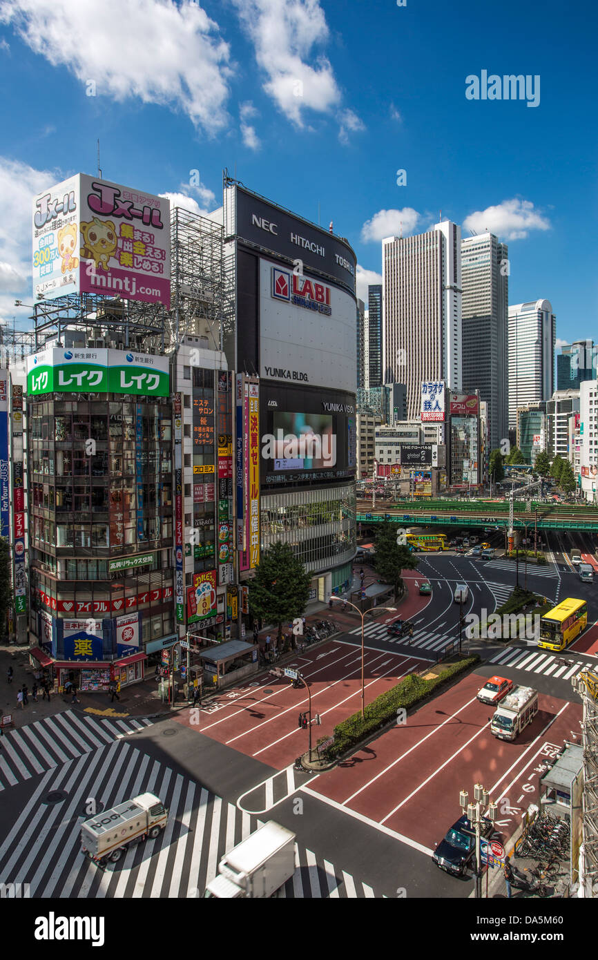 Japan, Asia, Tokyo, City, Shinjuku, District, Shinjuku Avenue, district, kabukicho, neon, signs, skyline, Stock Photo