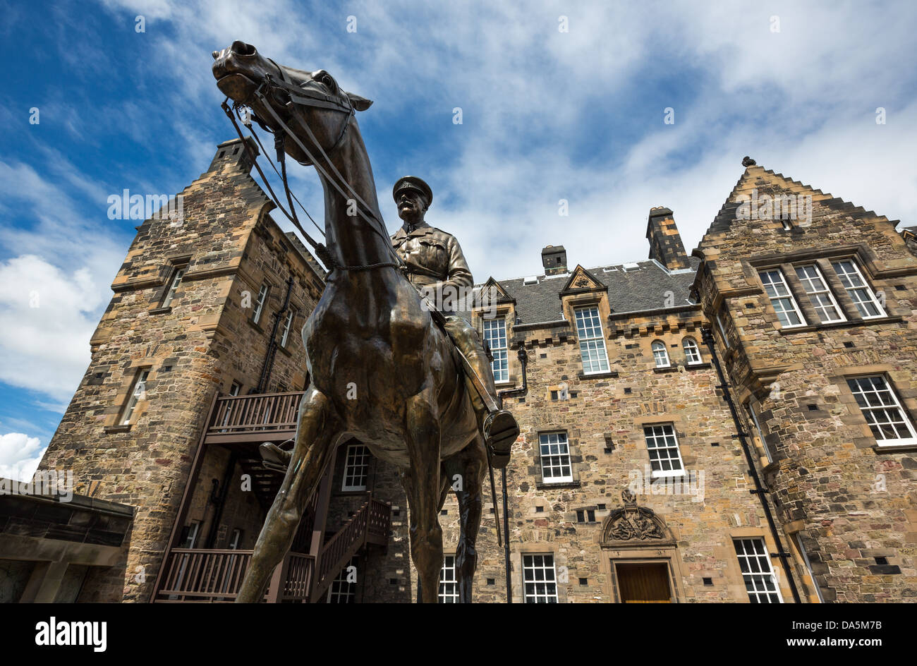 Europe Great Britain, Scotland, Edinburgh, the equestrian statue of the Field Marshal Earl Haig in the Edinburgh castle. Stock Photo