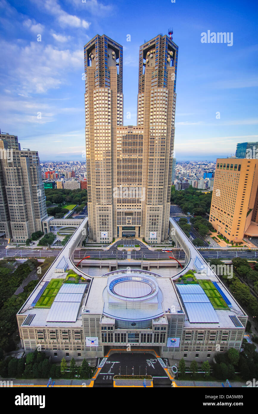 Japan, Asia, Tokyo, City, Shinjuku, District, Tocho, building, City Hall, Building, administration, architecture, buildings, sky Stock Photo