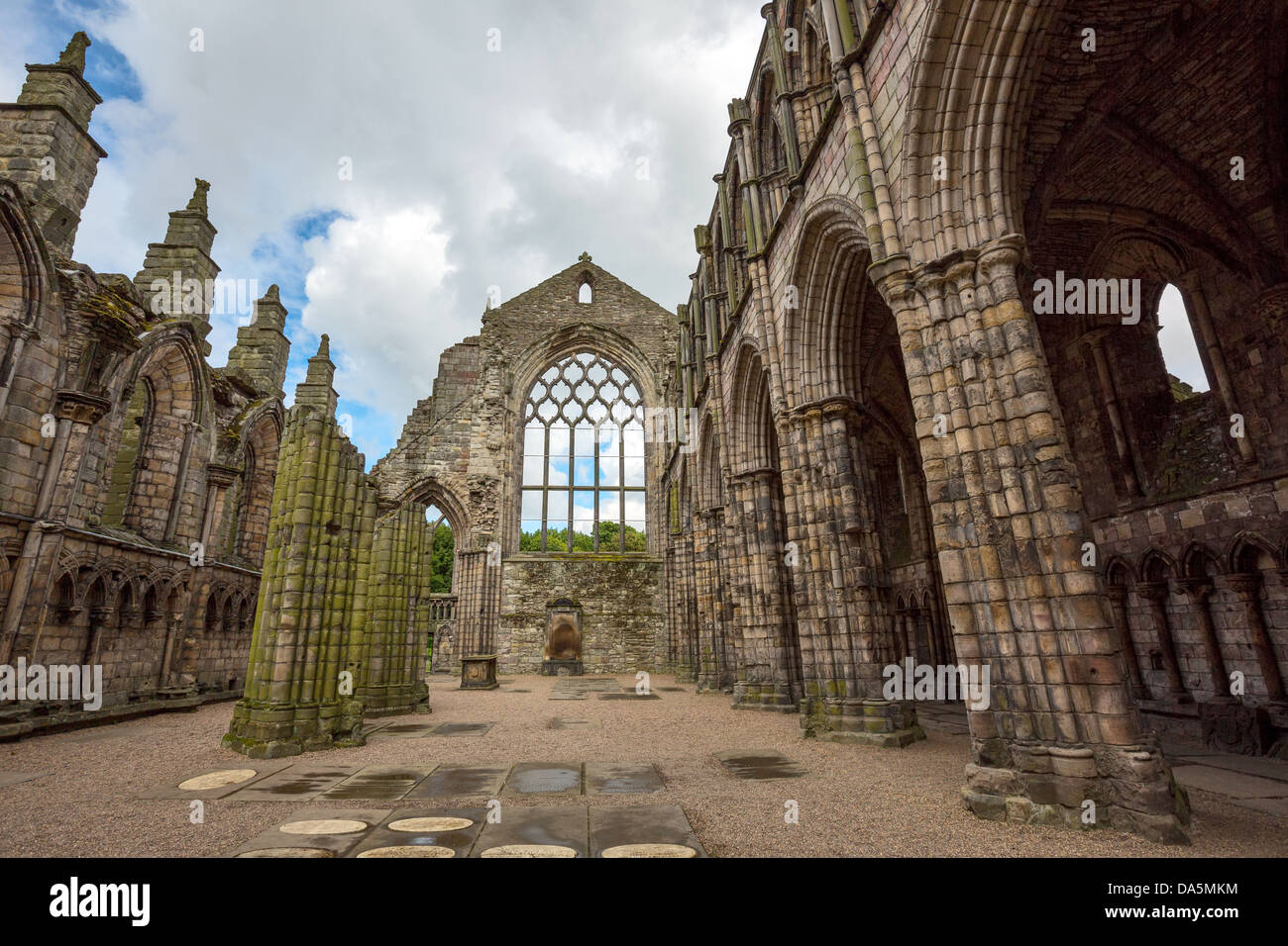 Europe Great Britain, Scotland, Edinburgh, the ruins of the Holyroodhouse Abbey. Stock Photo