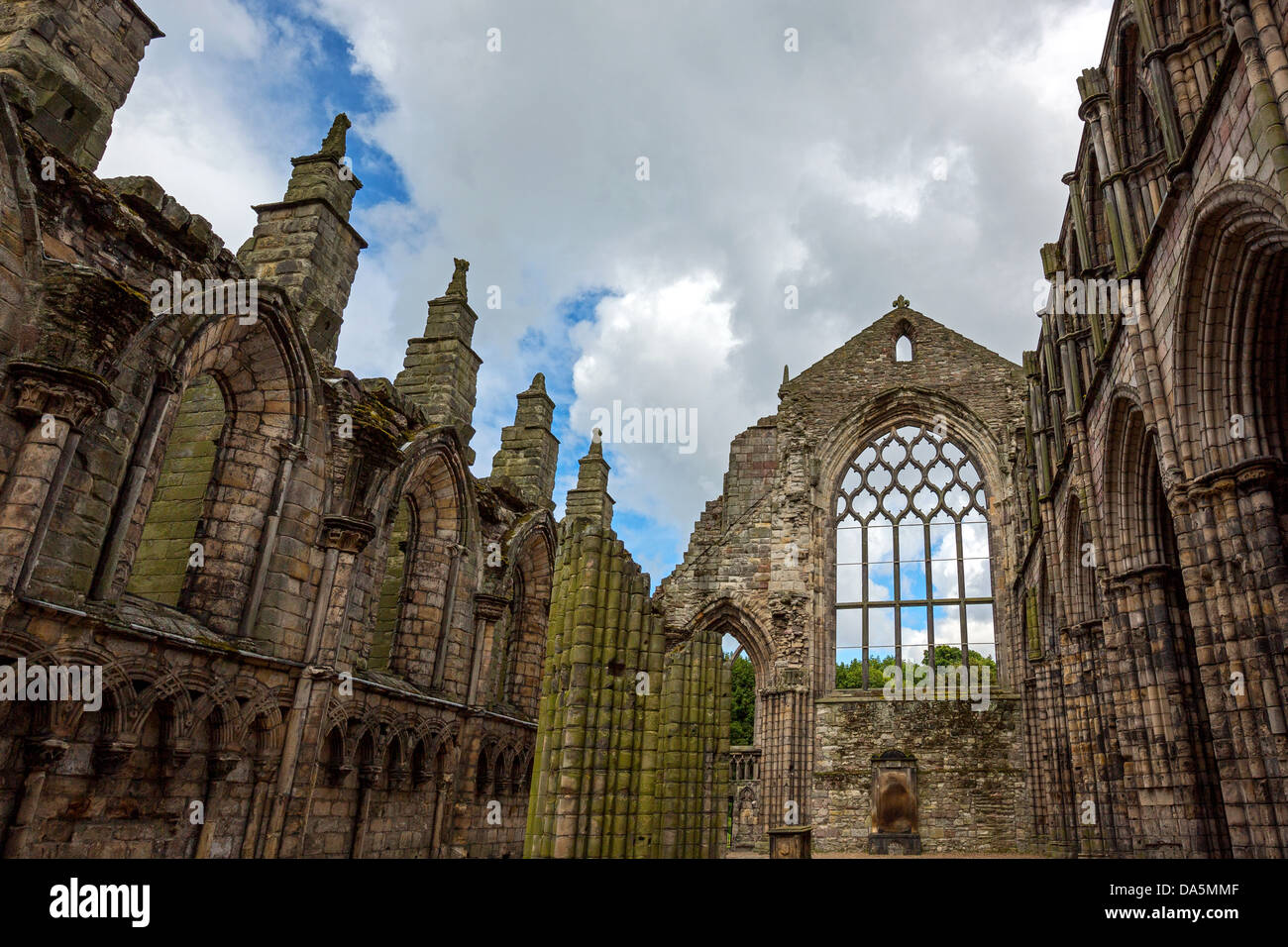Europe Great Britain, Scotland, Edinburgh, the ruins of the Holyroodhouse Abbey. Stock Photo