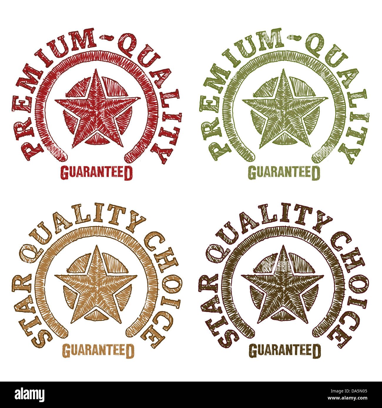 Star quality seals drawn by hand Stock Photo