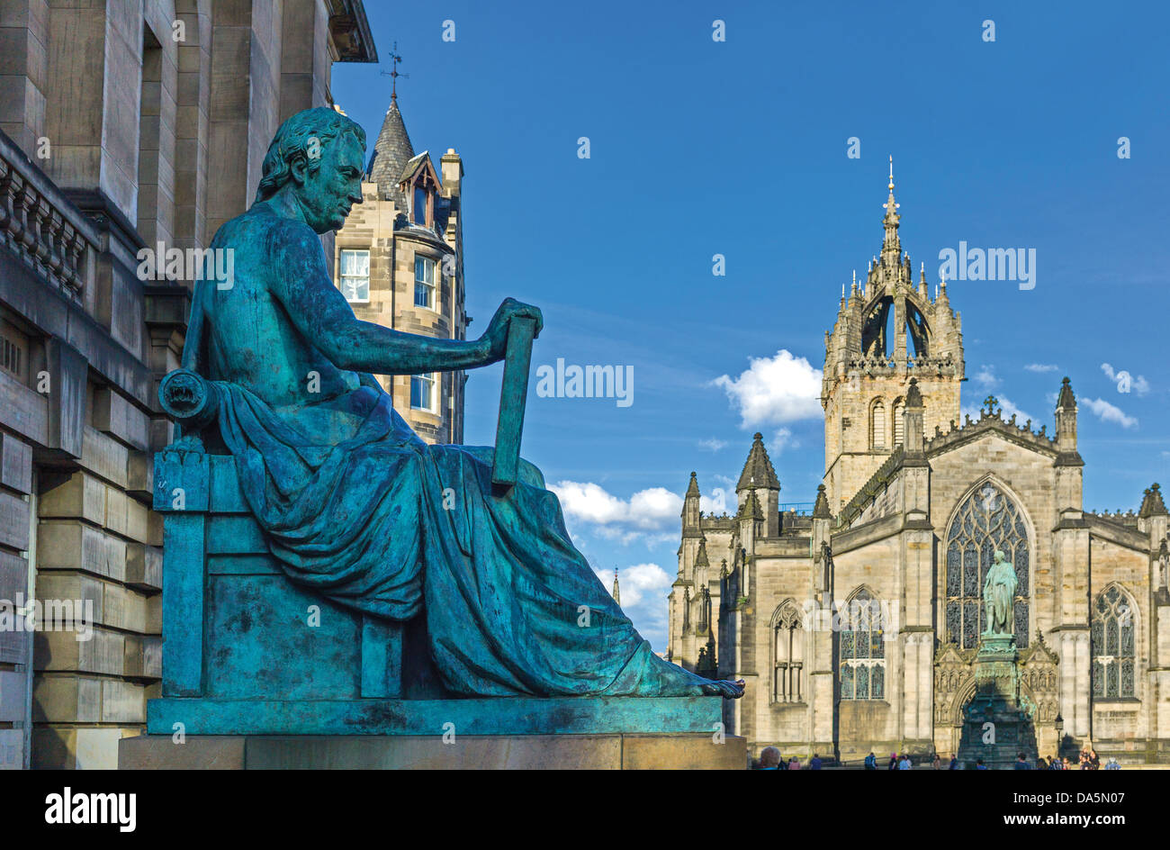 Europe Great Britain, Scotland, Edinburgh, The Royal Mile, the monument to the philosopher David Hume. Stock Photo