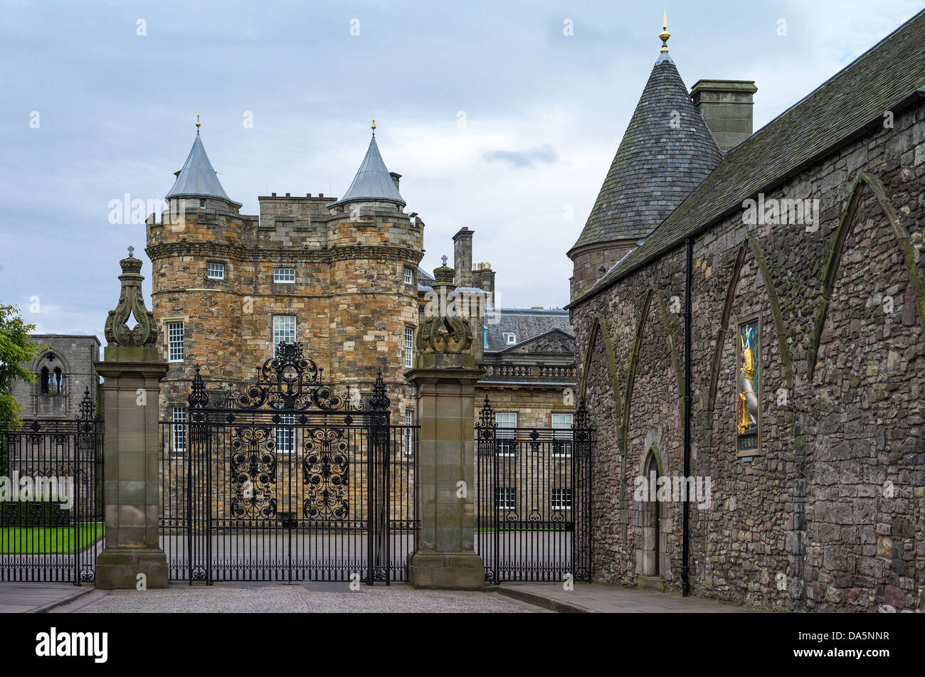 Europe Great Britain, Scotland, Edinburgh, the Abbey Strand Gate of the Palace of Holyroodhouse. Stock Photo