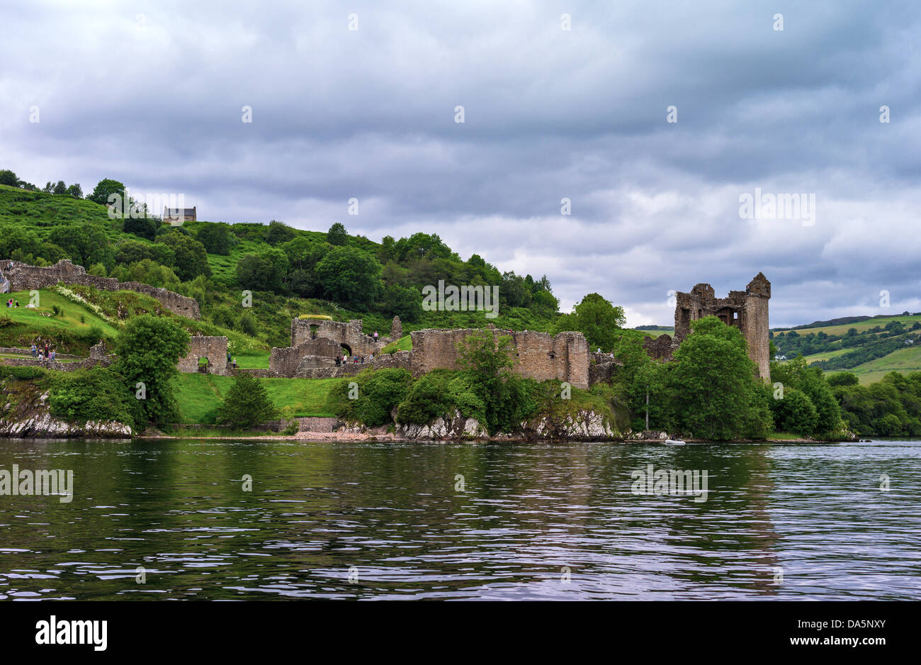 Europe Great Britain, Scotland, Highlands, view of ruins of Urquhart castle on the Loch Ness lake. Stock Photo