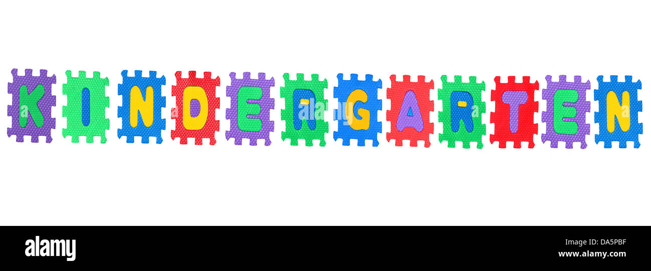 Word Kindergarten from letter puzzle, isolated on white background ...