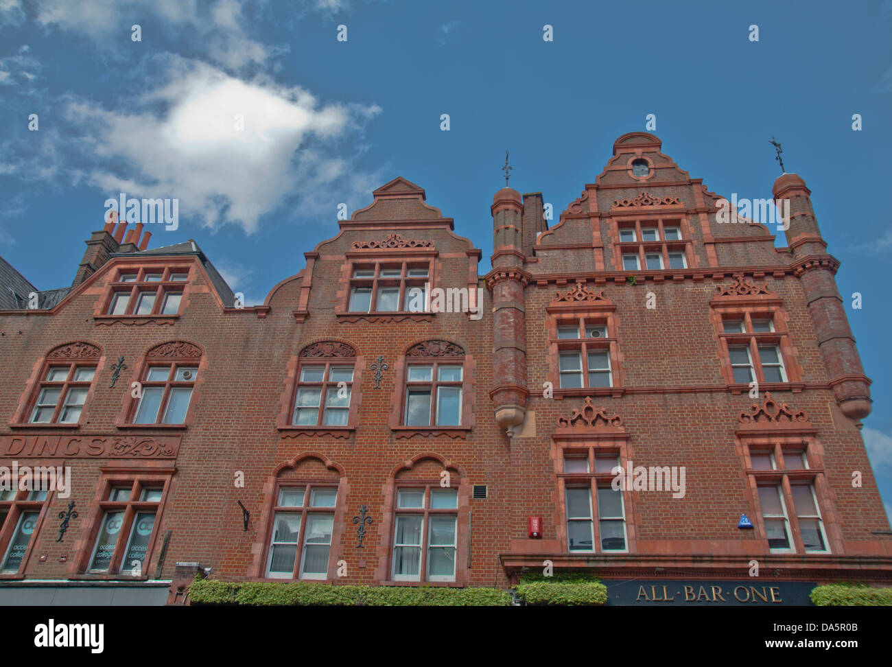 Street view of Bank Buildings in Wimbledon, South London, England