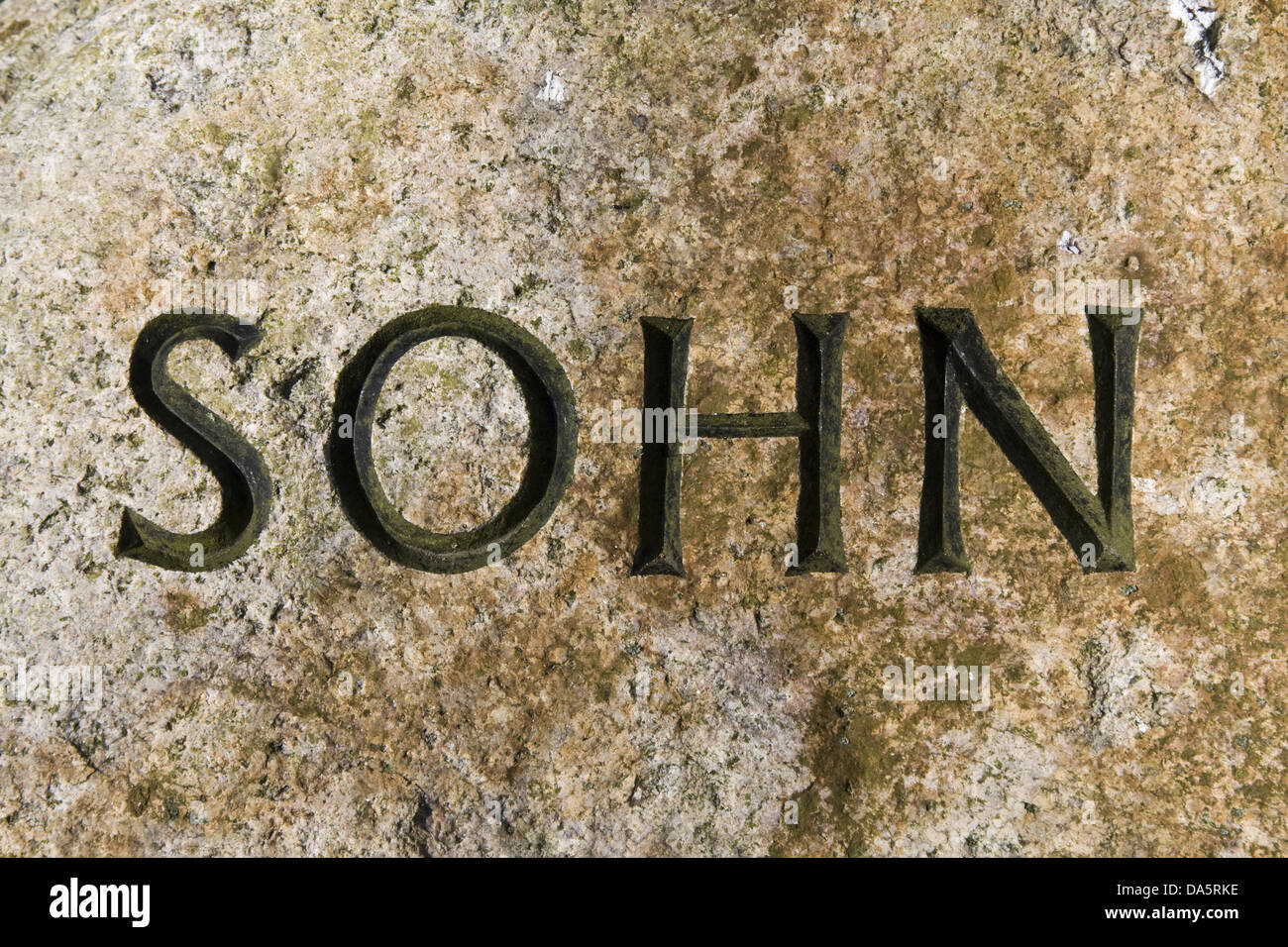 grave inscription  son on a german cemetery Stock Photo