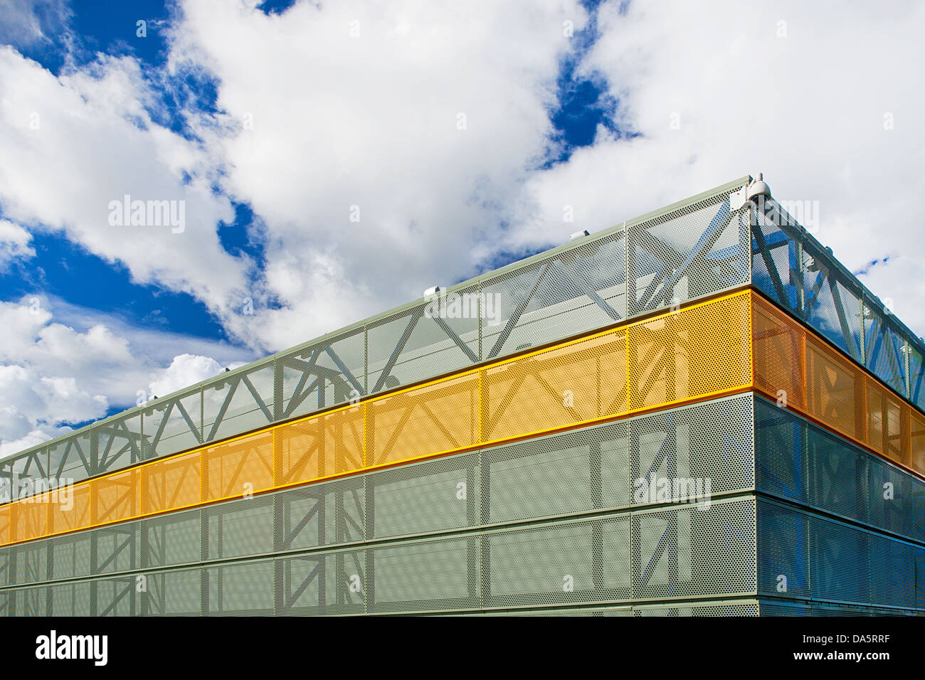 Metal facade of modern industrial building Stock Photo