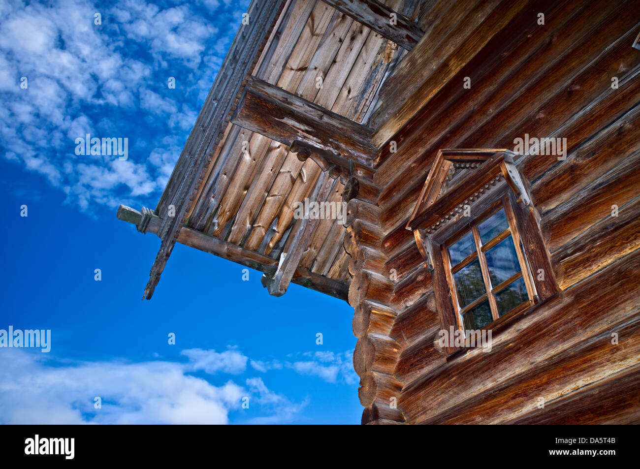 Old Russian northen log house Stock Photo