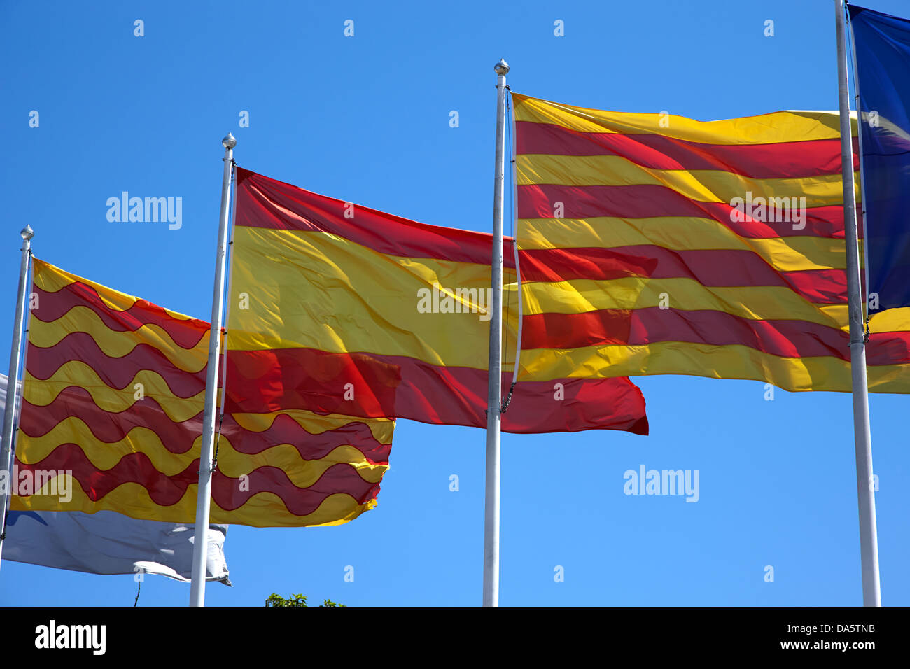 tarragona spanish catalan flags flying catalonia spain Stock Photo