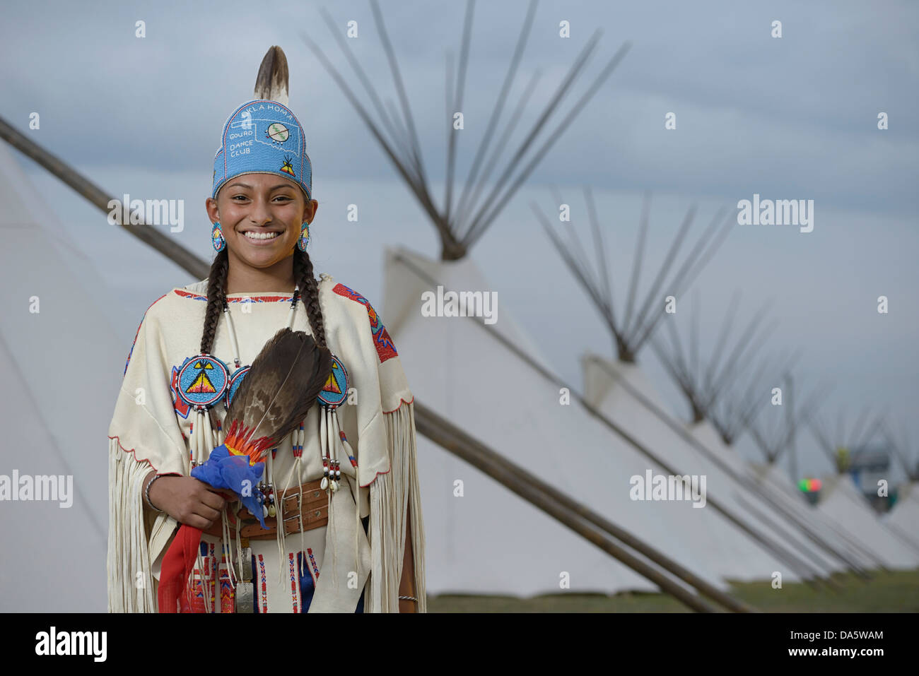 USA, United States, America, North America, Oklahoma, Comanche, indian, Pow Wow, girl, princess, native, woman, american, pretty Stock Photo