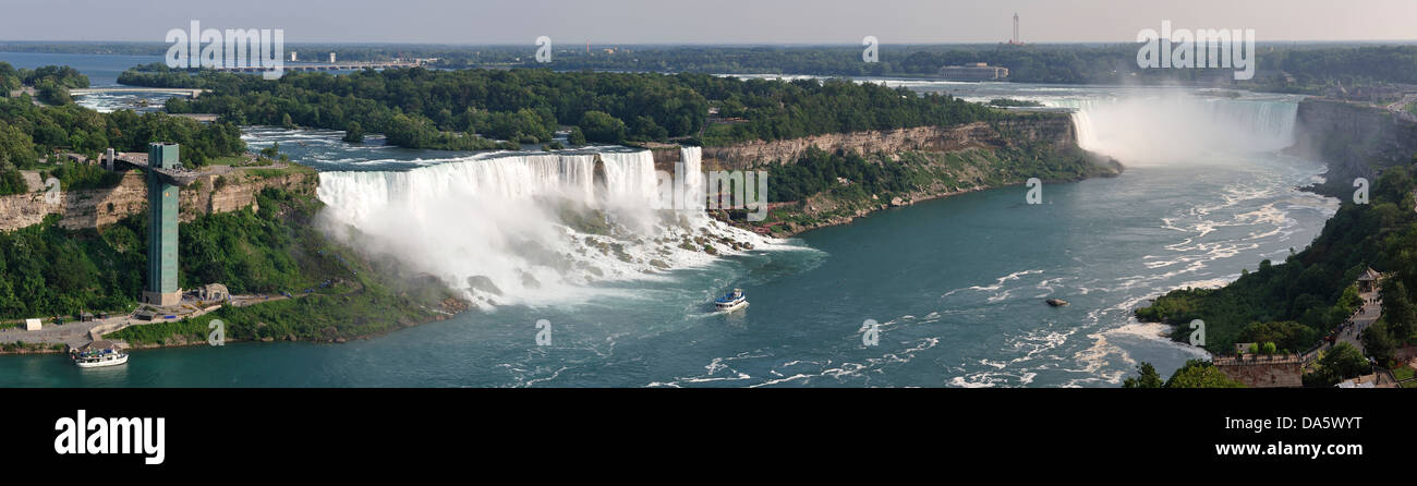 American Falls, Bridge, Canada, International border, New York State, USA, United States, America, Niagara Falls, water, Niagara Stock Photo
