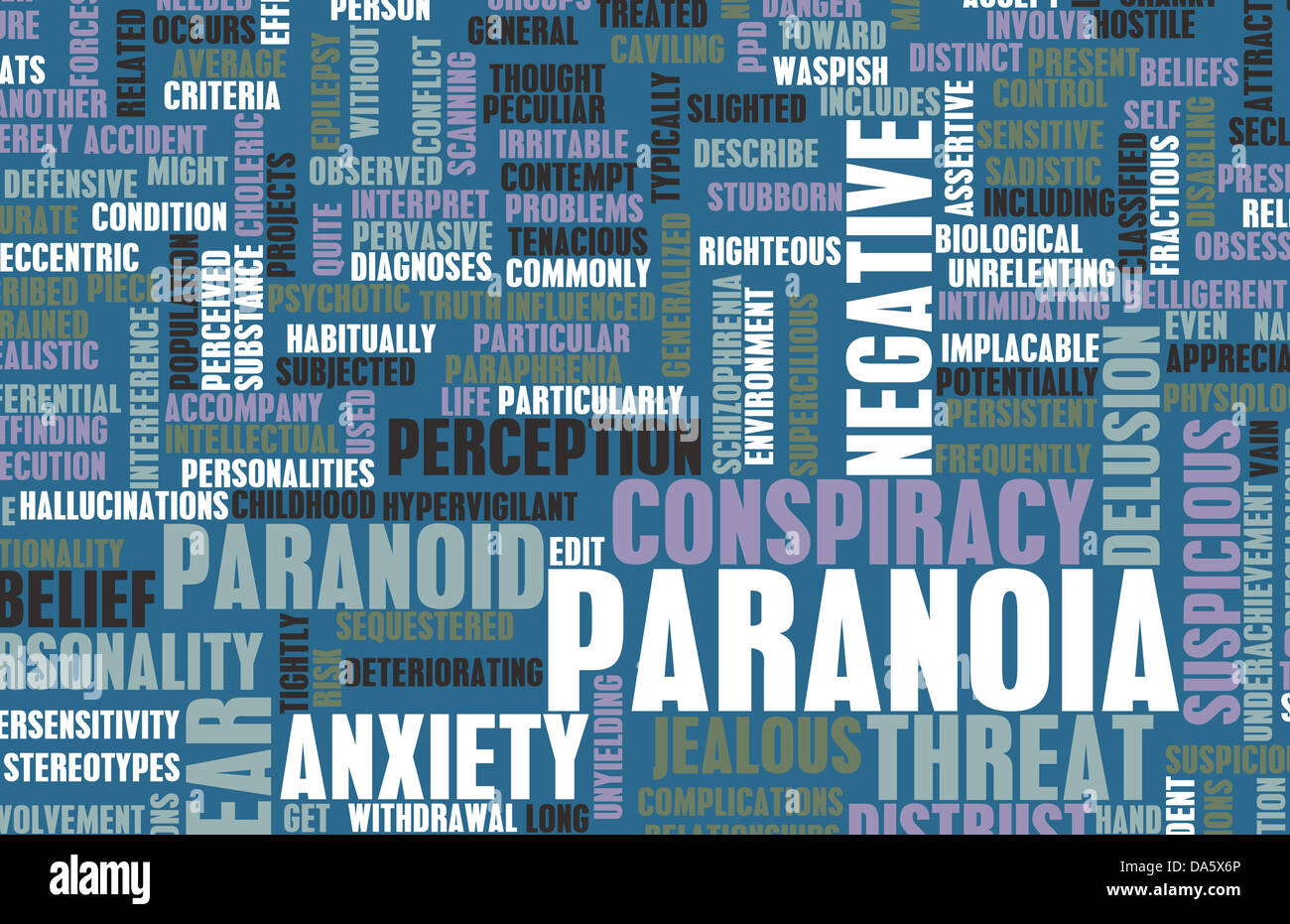Paranoid and Paranoid Mental Anxiety as Concept Stock Photo