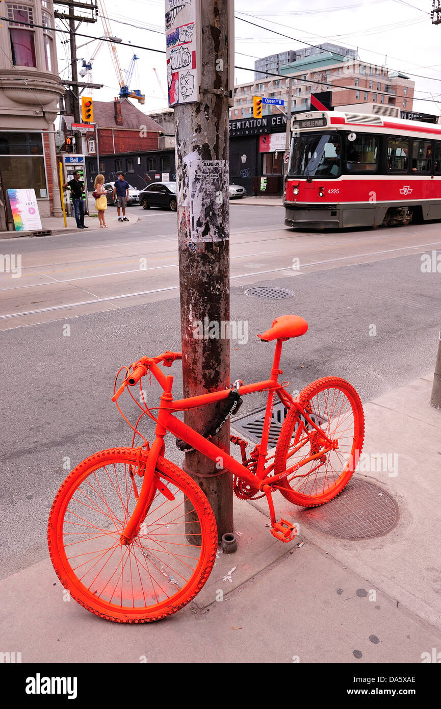 Queen Street West, Toronto, Ontario, Canada, icycle, red, street Stock Photo