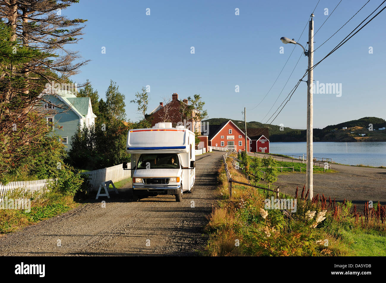 Motorhome, RV, Camper, Trinity, Newfoundland, Canada, road, Stock Photo