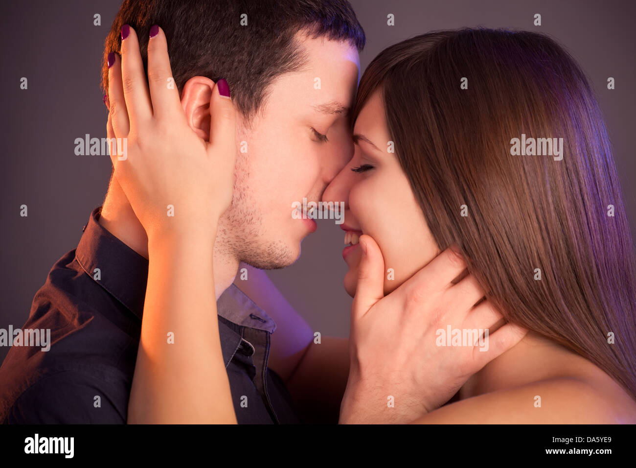 Young couple in love that is about to kiss. Stock Photo