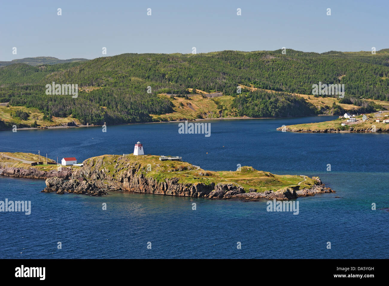 Trinity, Newfoundland, Canada, rocks, coast, lake, forest Stock Photo