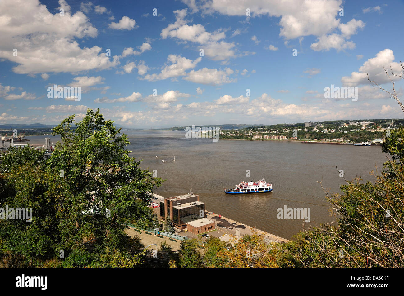 St. Lawrence River, river, river, boat, landscape, Quebec, Canada, Stock Photo
