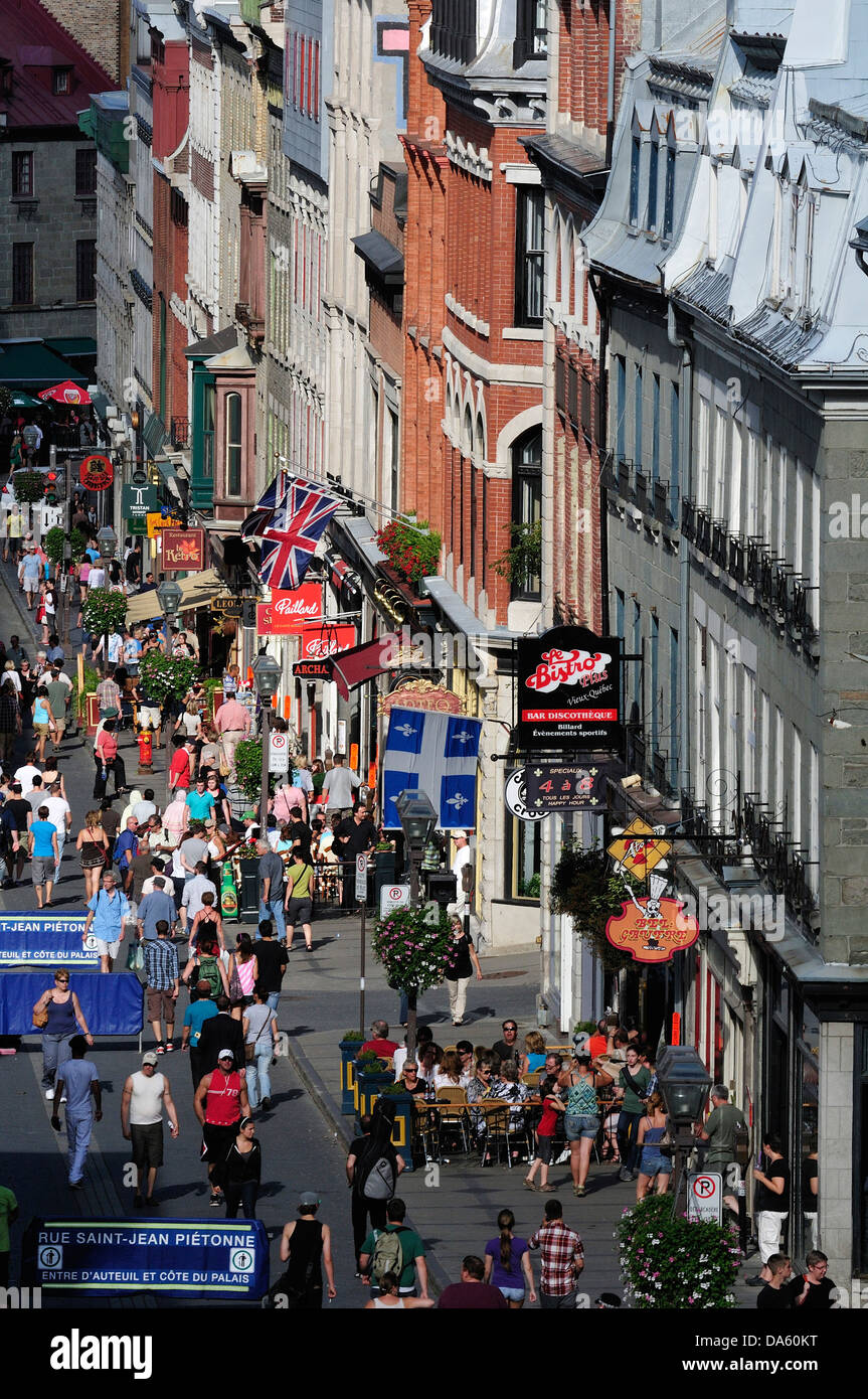 Canada, Old Town, Quebec, Quebec City, Rue St. Jean, above, aerial