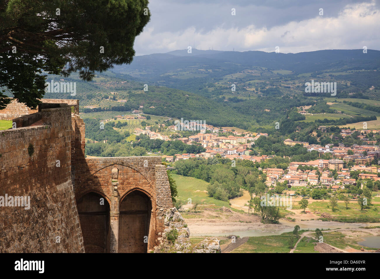 Orvieto Scalo viewed from the town of Orvieto, Italy. Stock Photo