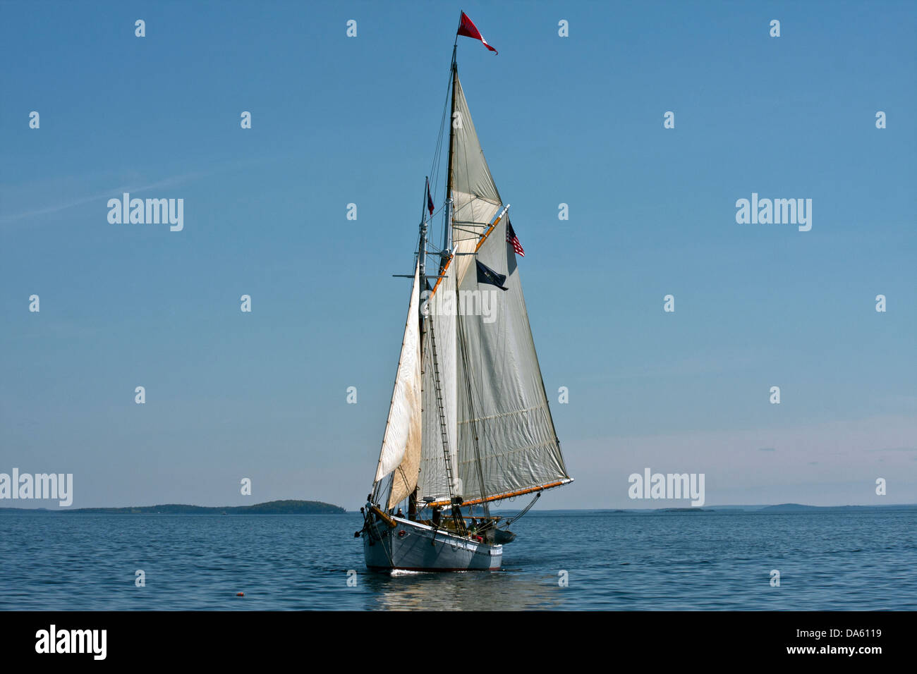 The passenger cruise schooner Timberwind sailing in Penobscot Bay