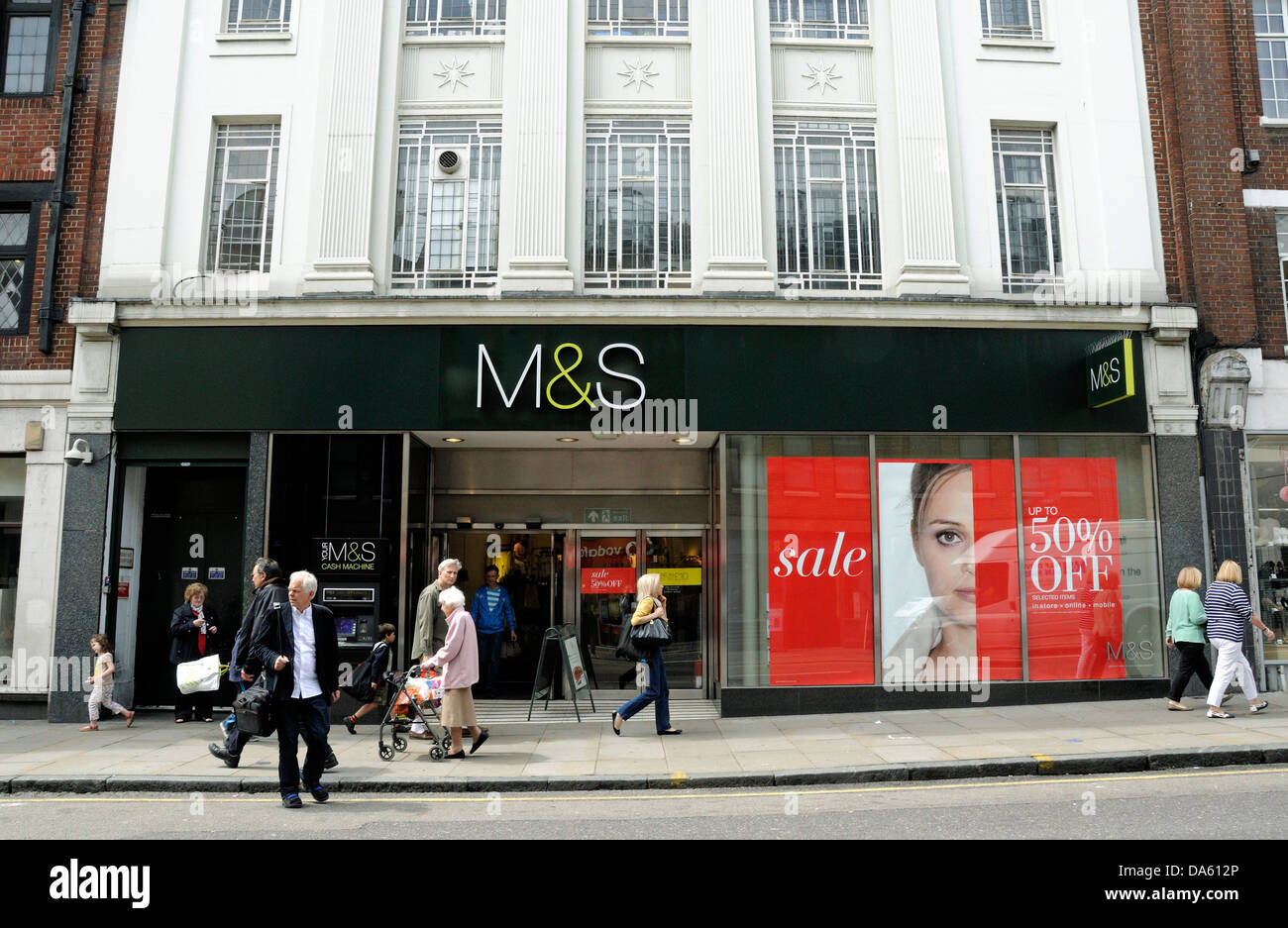 People outside M & S or Marks and Spencer, Angel, Islington, London England UK Stock Photo