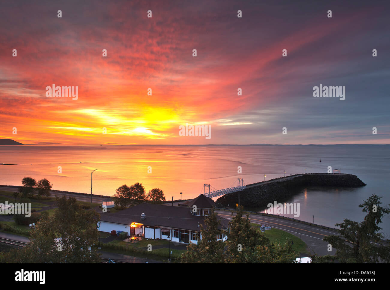 St. Lawrence River, river, Malbaie, Quebec, Canada, sunset Stock Photo